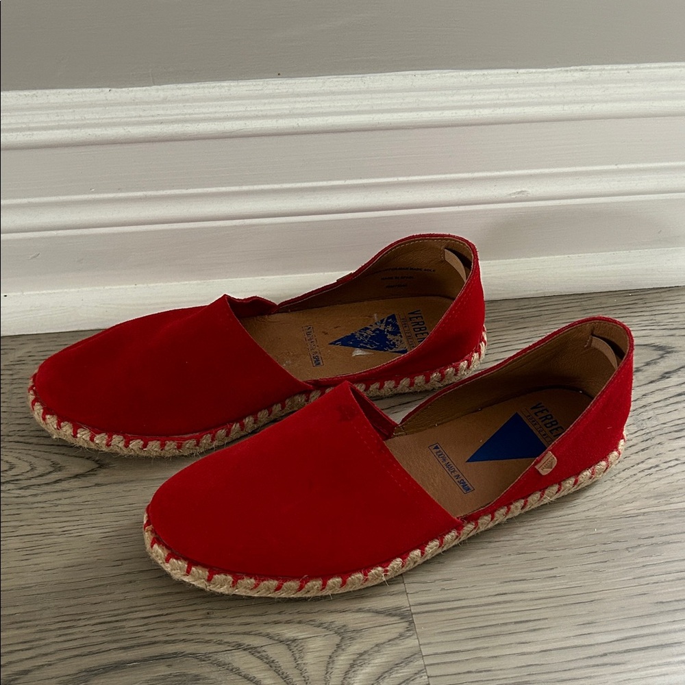 Verbenas Red Suede Espadrille Flats Size 38